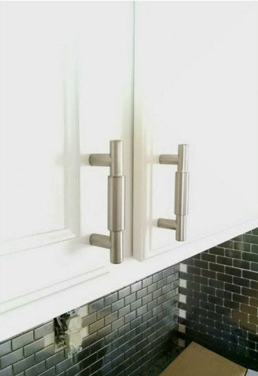 T-Bar "York" Drawer Pulls in Satin Nickel - Brass Cabinet Hardware 