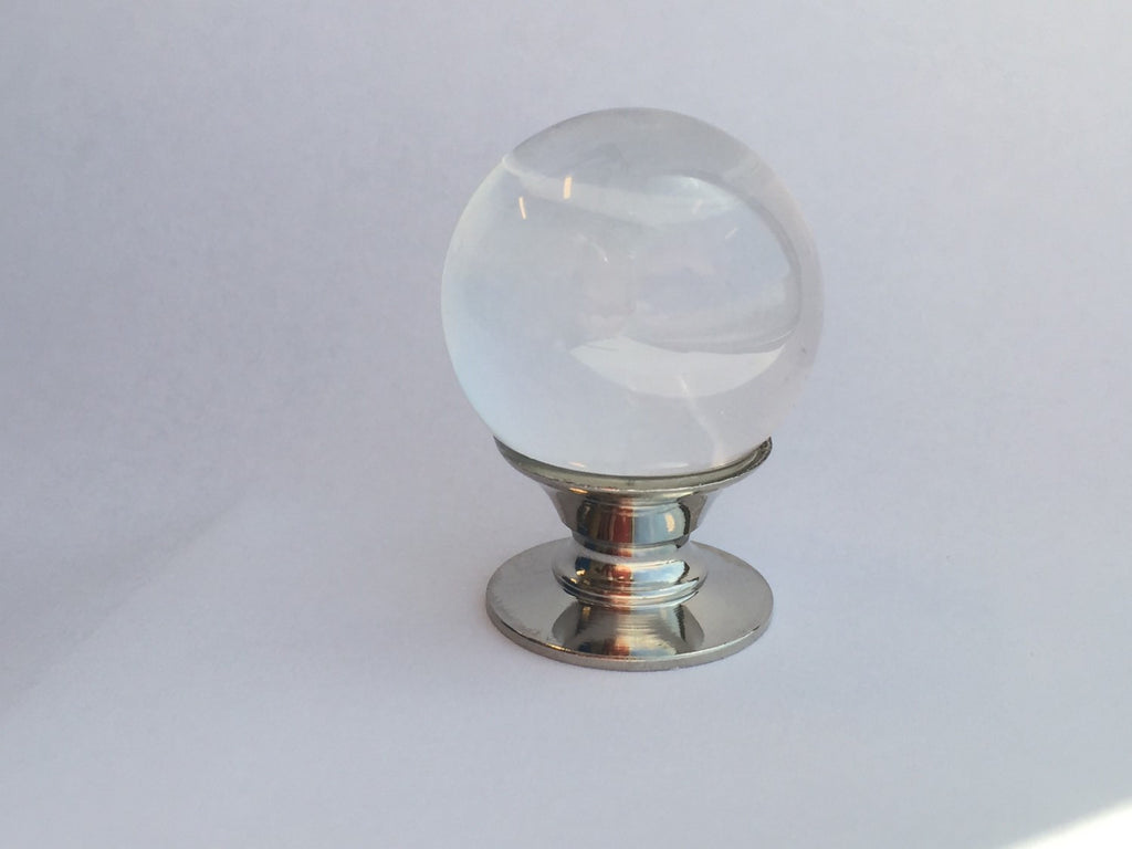 Polished Nickel and Lucite Ball Cabinet Knob - Brass Cabinet Hardware 