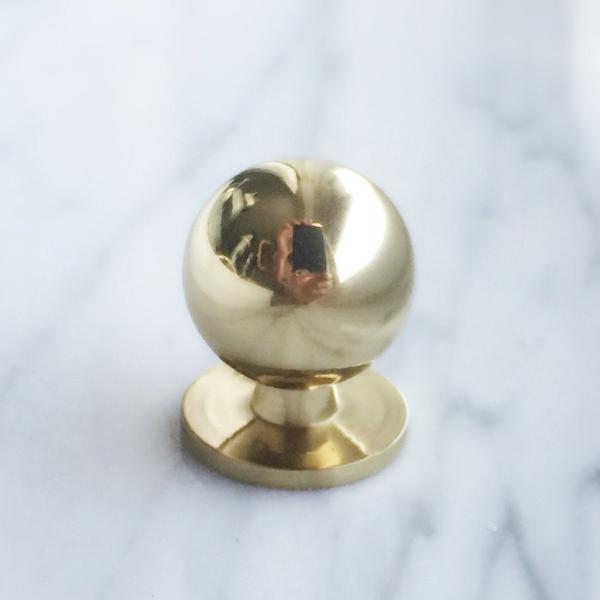 Polished Brass "Lili" Ball Round Cabinet Knob - Brass Cabinet Hardware 