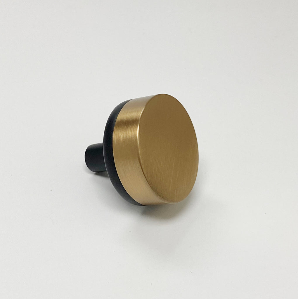 Smooth "Converse No.2" Black and Champagne Bronze Dual-Finish Knobs and Pulls - Forge Hardware Studio