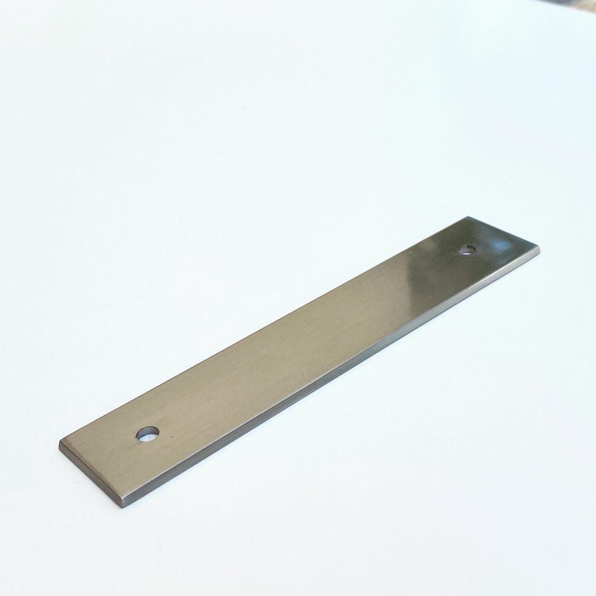 Satin Nickel Square 4" Art Deco Drawer Pull w/ Backplate - Forge Hardware Studio