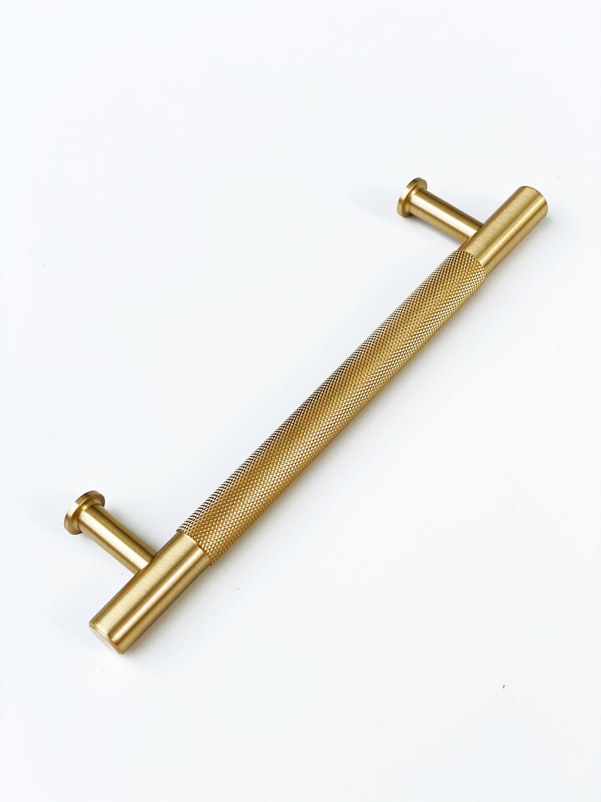 Brass Solid "Texture No.2" Knurled Drawer Pulls and Knobs in Satin Brass - Forge Hardware Studio