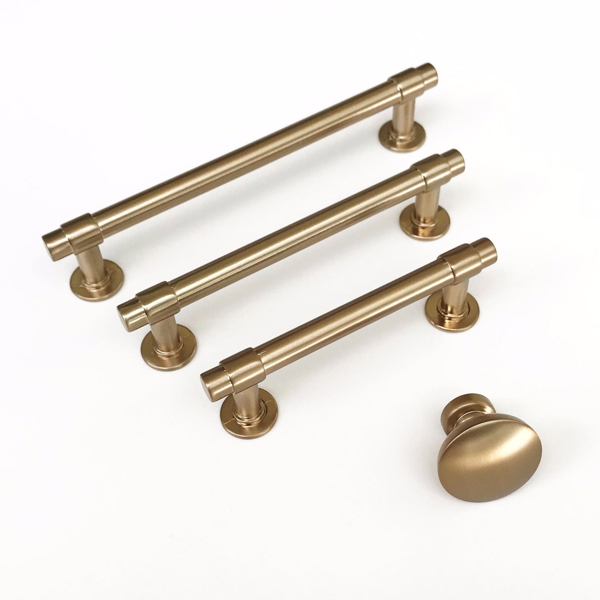 Champagne Bronze "Farmhouse" Knob and Drawer Pulls - Brass Cabinet Hardware 