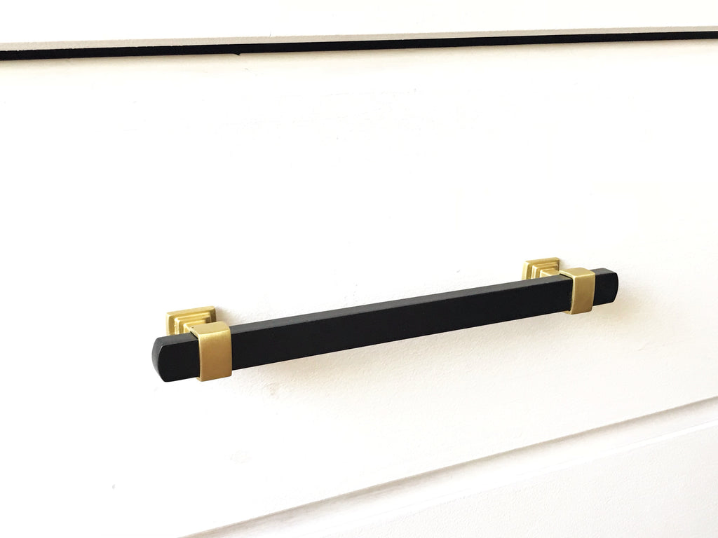 Mack Brass and Black Knob and Drawer Pulls - Brass Cabinet Hardware 