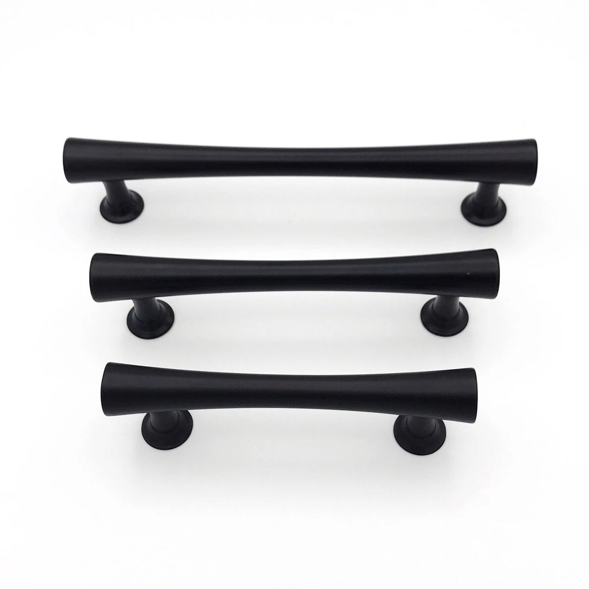 Emma Round Mid-Century Matte Black Cabinet Knob and Drawer Pulls - Brass Cabinet Hardware 