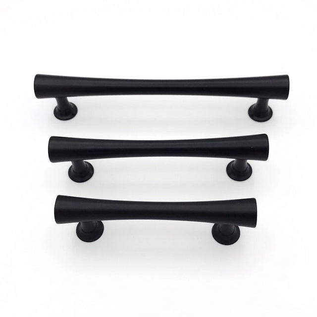 Emma Round Mid-Century Matte Black Cabinet Knob and Drawer Pulls - Brass Cabinet Hardware 