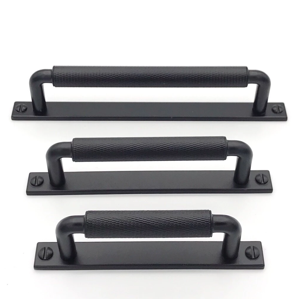 Knurled Drawer Pulls "Kava" Matte Black Textured Kitchen Cabinet Handles - Brass Cabinet Hardware 
