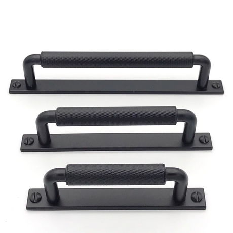 Knurled Drawer Pulls "Kava" Matte Black Textured Kitchen Cabinet Handles - Brass Cabinet Hardware 
