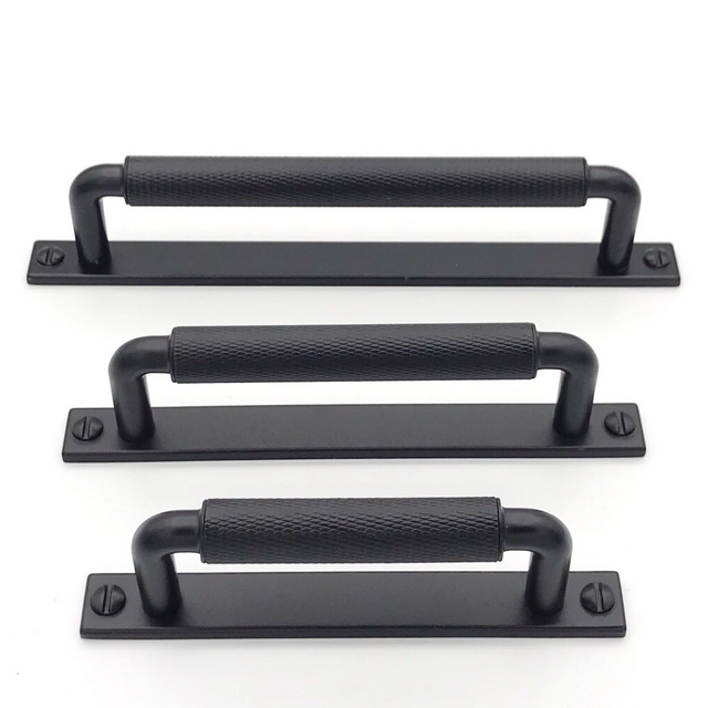 Knurled Drawer Pulls "Kava" Matte Black Textured Kitchen Cabinet Handles - Brass Cabinet Hardware 