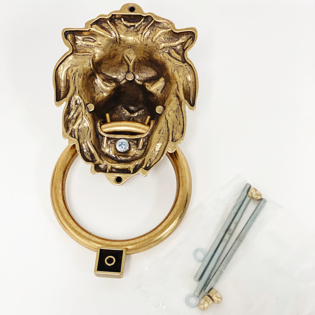2 Antique Style Brass Lion Head Ring Pulls - 1 1/2" Wide X 2 5/8" Tall Drawer Handles #H13