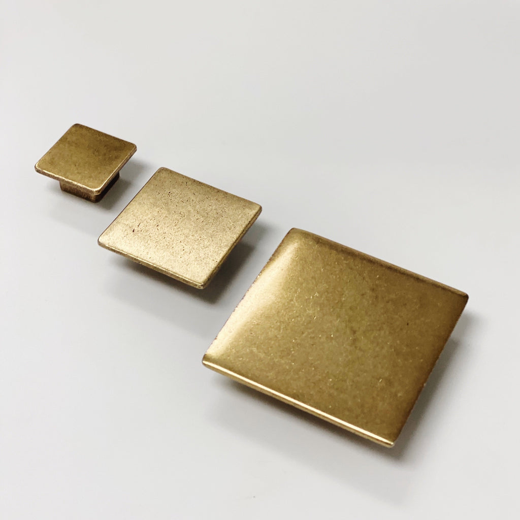 Sebastian Aged Brass Square Cabinet Knob - Forge Hardware Studio