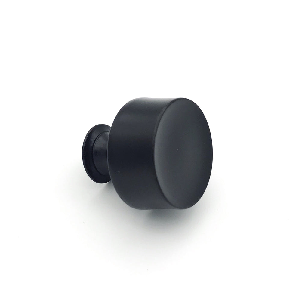 Round Emma Matte Black Cabinet Knob - Brass Cabinet Hardware 