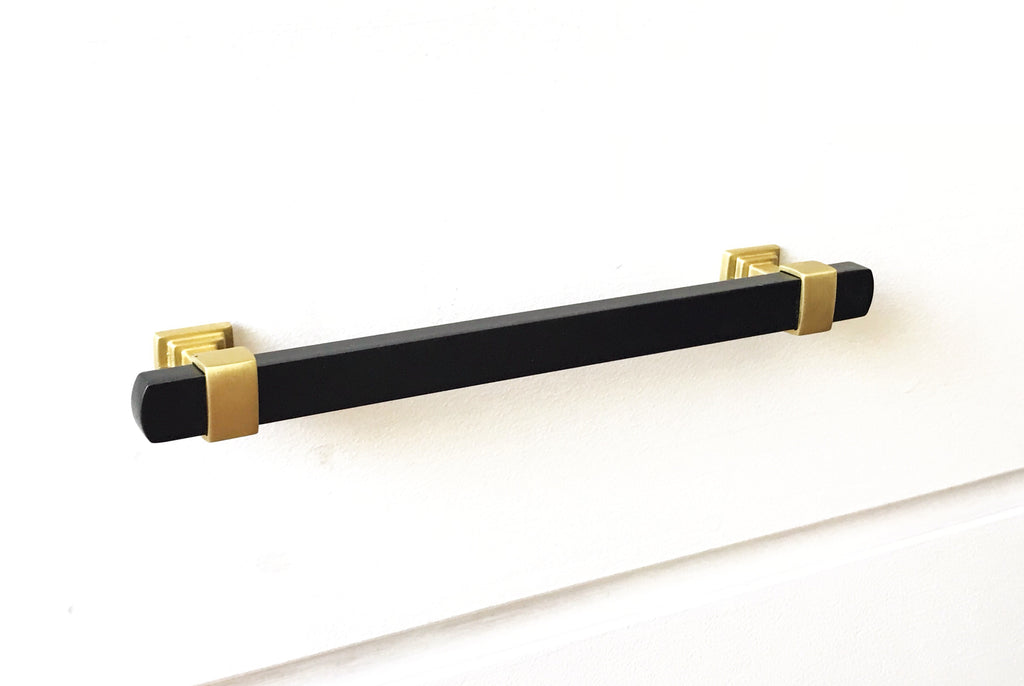 Mack Brass and Black Knob and Drawer Pulls - Brass Cabinet Hardware 