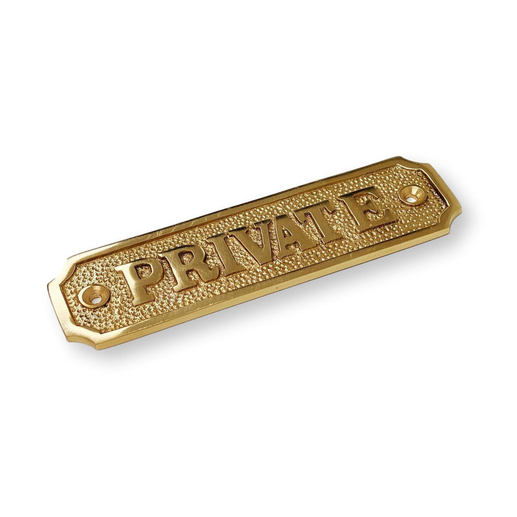 Brass "Private" Door Sign 4-3/4" W x 1-1/4" H - Door Hardware Office Sign - Forge Hardware Studio