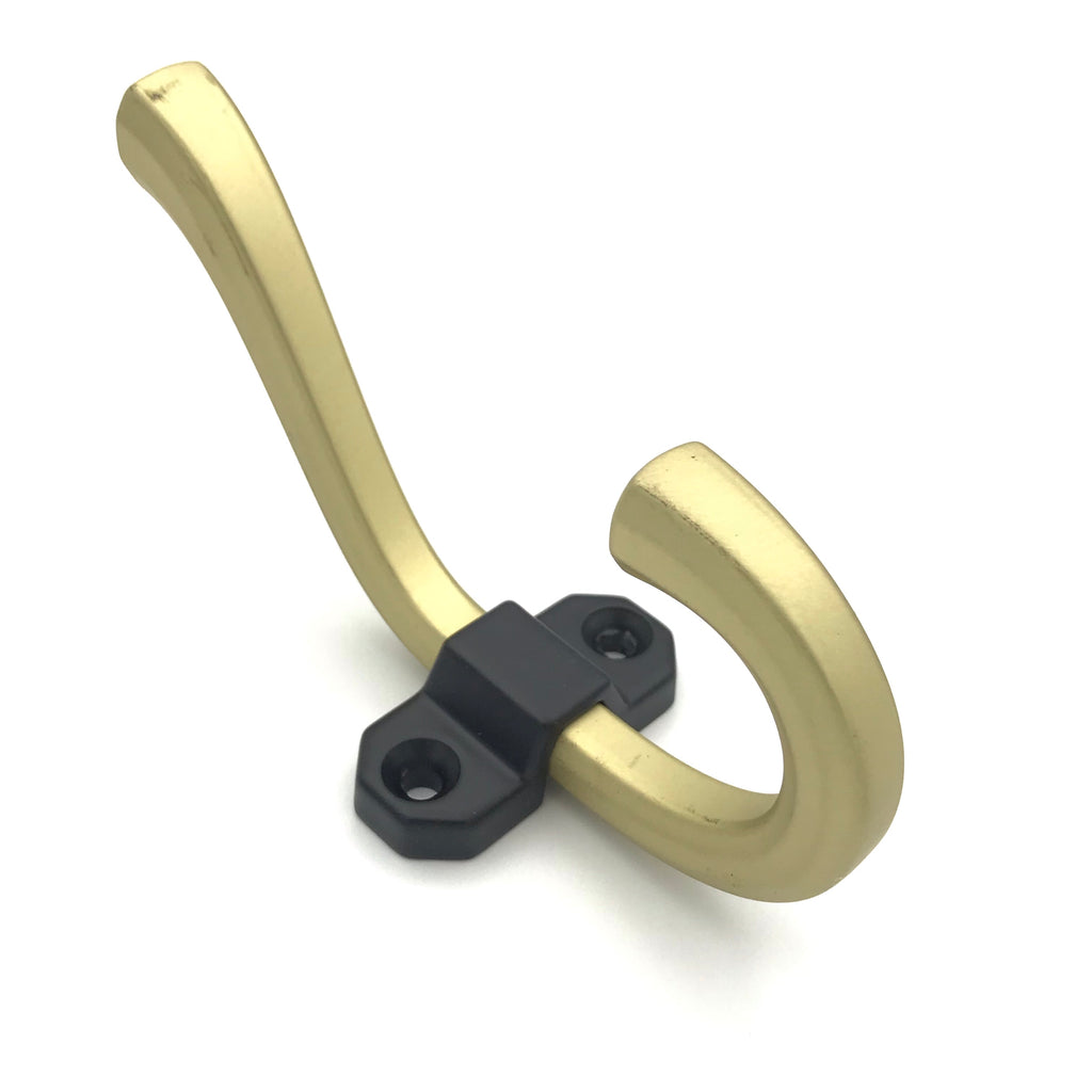 Modern "Rem" Brass and Black Wall Coat and Hat Hook - Brass Cabinet Hardware 