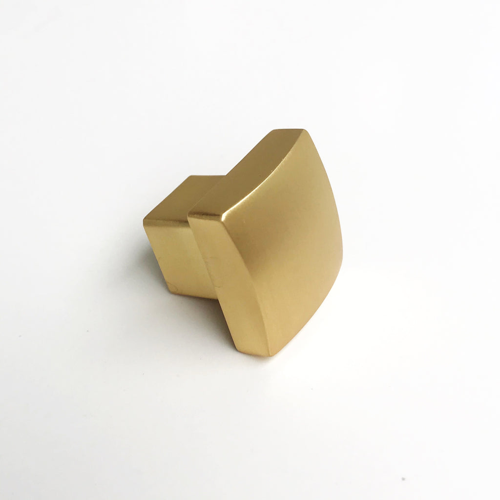 Modern Brushed Brass "Beam" Drawer Handles and Cabinet Knob - Brass Cabinet Hardware 