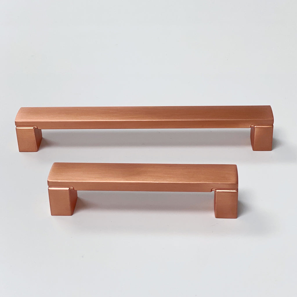 Squared Copper "Beam" Drawer Handles - Cabinet Hardware - Forge Hardware Studio