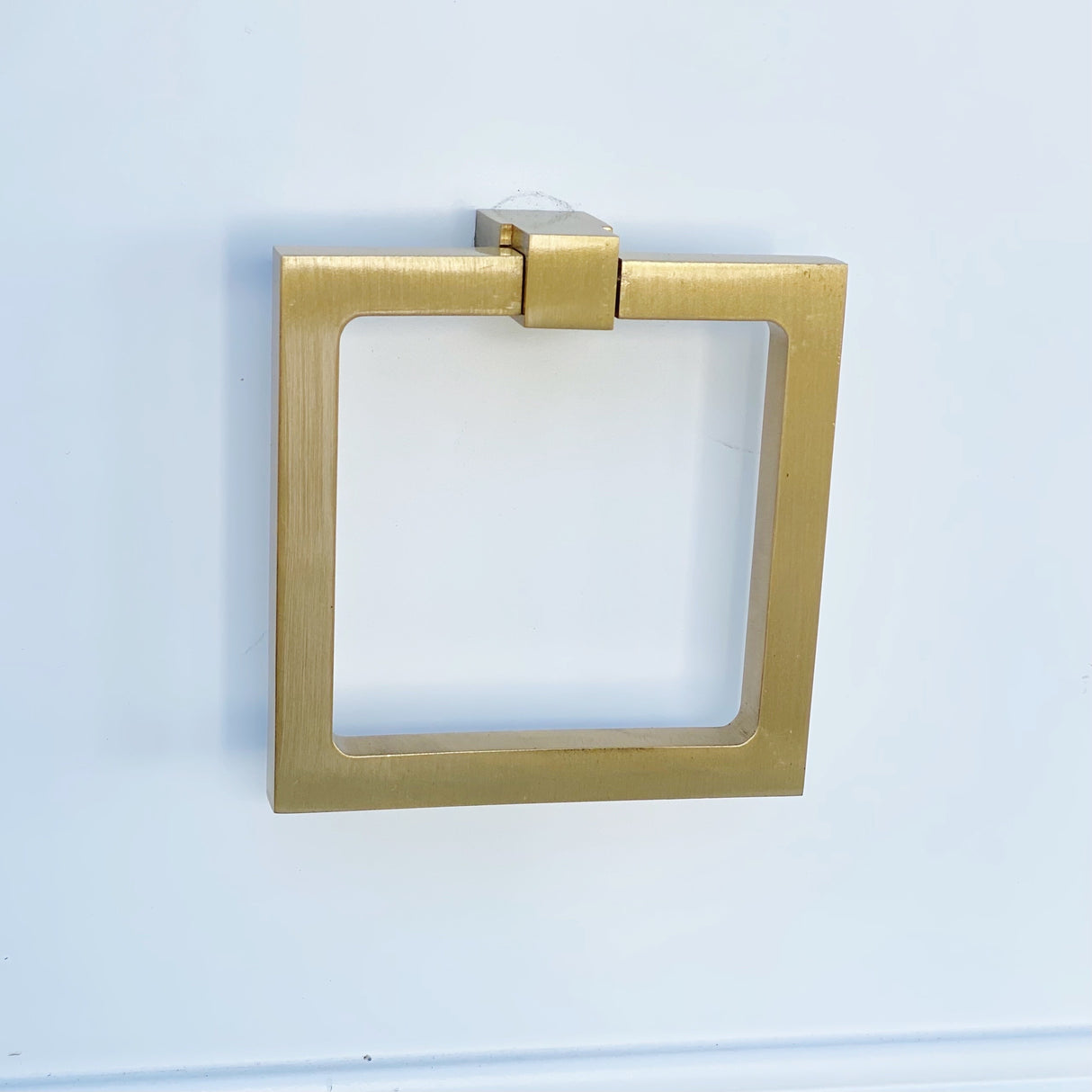 Zimi Square Ring Pull in Satin Brass - Forge Hardware Studio