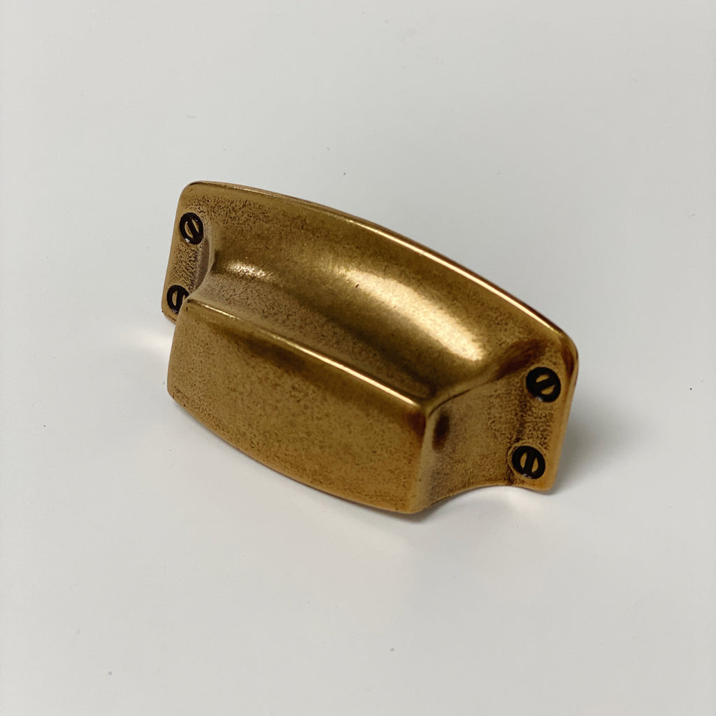 Drawer Cup Pull "Tuscany" in Antique Brass - Brass Cabinet Hardware - Forge Hardware Studio