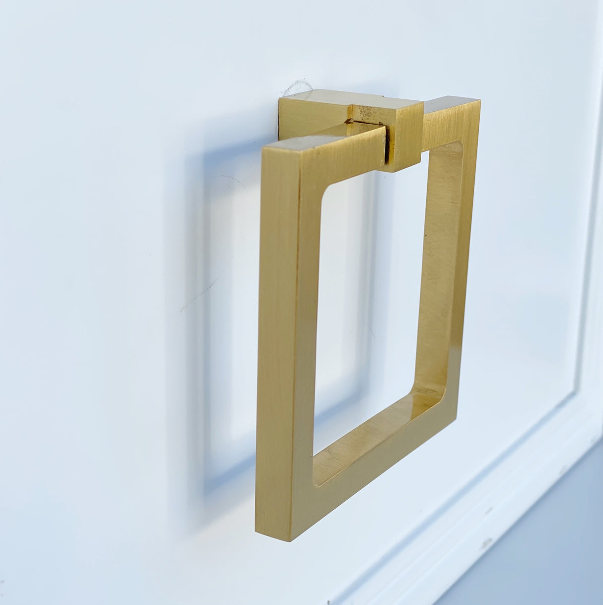 Zimi Square Ring Pull in Satin Brass - Forge Hardware Studio