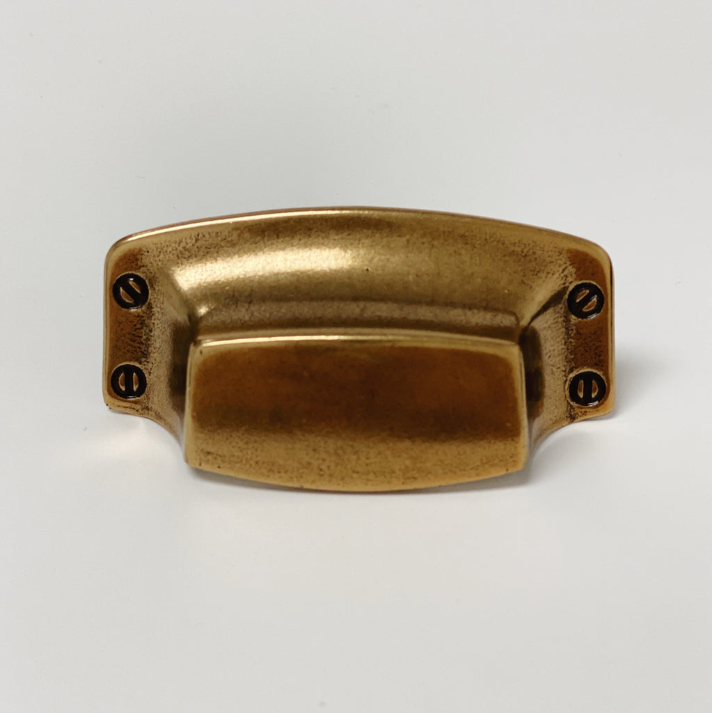 Drawer Cup Pull "Tuscany" in Antique Brass - Brass Cabinet Hardware - Forge Hardware Studio