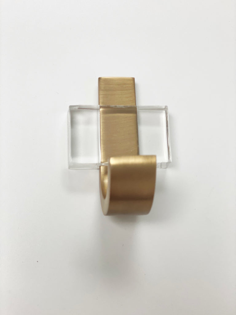 Champagne Bronze Lucite Wall T-Shape Coat and Hat Hook - Forge Hardware Studio