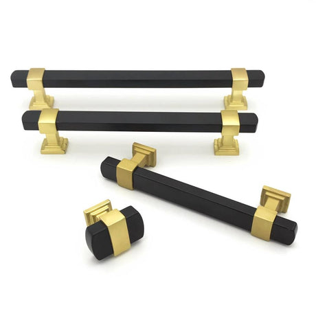 Mack Brass and Black Knob and Drawer Pulls - Brass Cabinet Hardware 