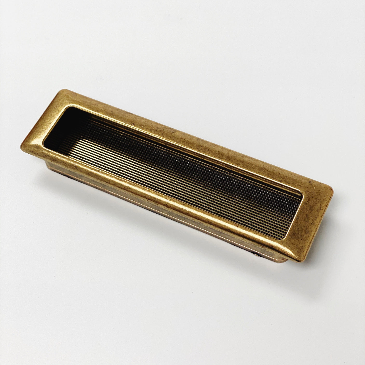 Recessed Large Antique Brass Drawer Pulls - Closet Door and Drawer Handle - Forge Hardware Studio