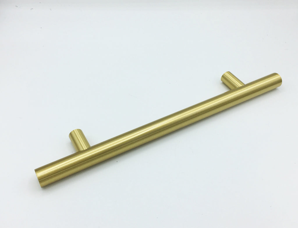 Satin Brass Fridge T-Bar 8" Appliance Pull - European Pull - Brass Cabinet Hardware 