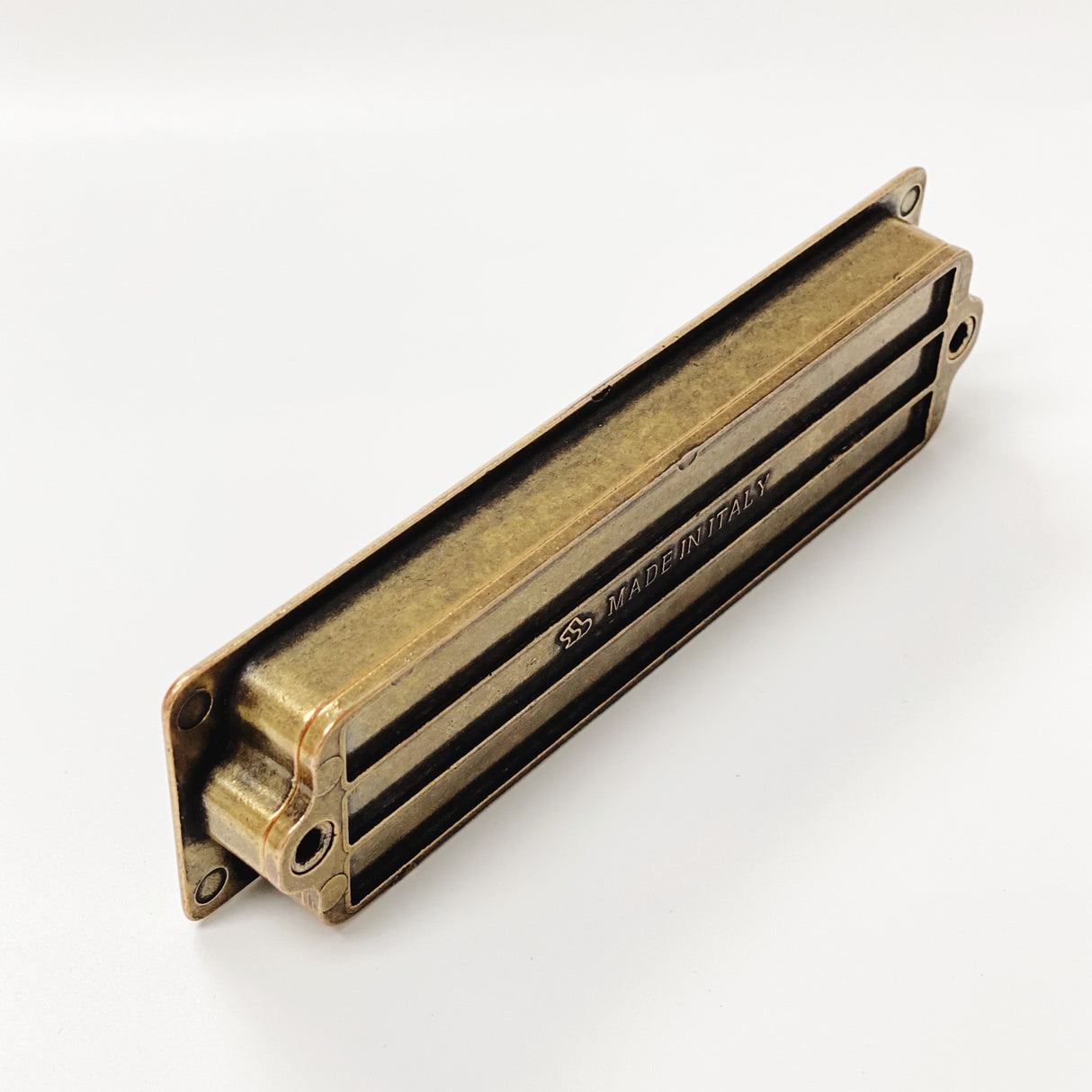 Recessed Large Antique Brass Drawer Pulls - Closet Door and Drawer Handle - Forge Hardware Studio