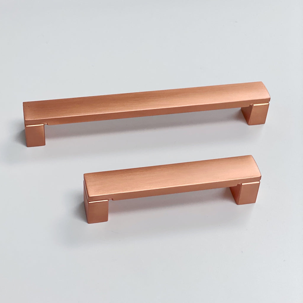 Squared Copper "Beam" Drawer Handles - Cabinet Hardware - Forge Hardware Studio