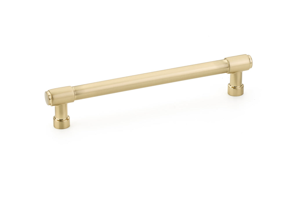 Modern "Industry" Cabinet Knobs and Drawer Pulls in Satin Brass - Forge Hardware Studio