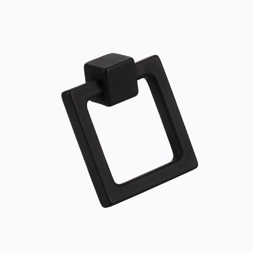 Square Duane 1-13/16" Black Ring Pull - Brass Cabinet Hardware 
