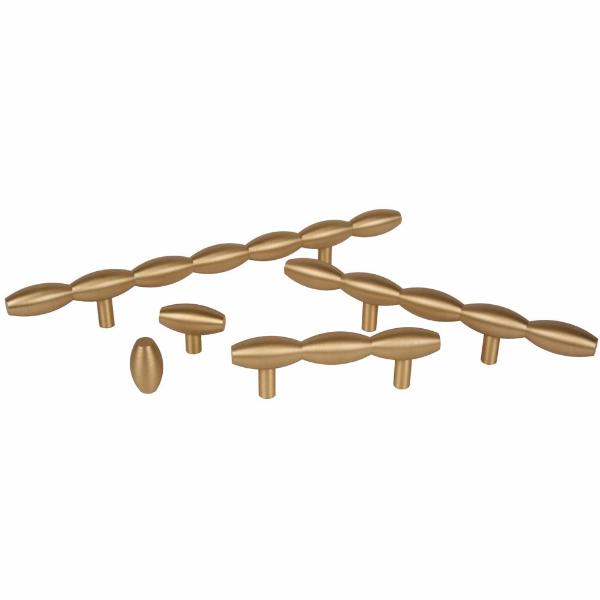 Lew's Hardware Brushed Brass Barrel Series - Brass Cabinet Hardware 