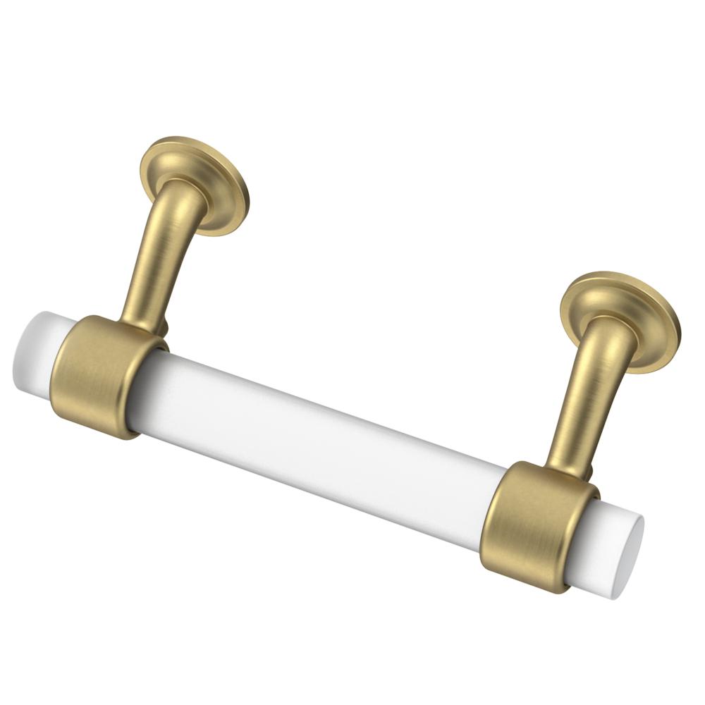 Satin Brass and Frosted Lucite "Romi" Cabinet Knob and Drawer Handles - Brass Cabinet Hardware 