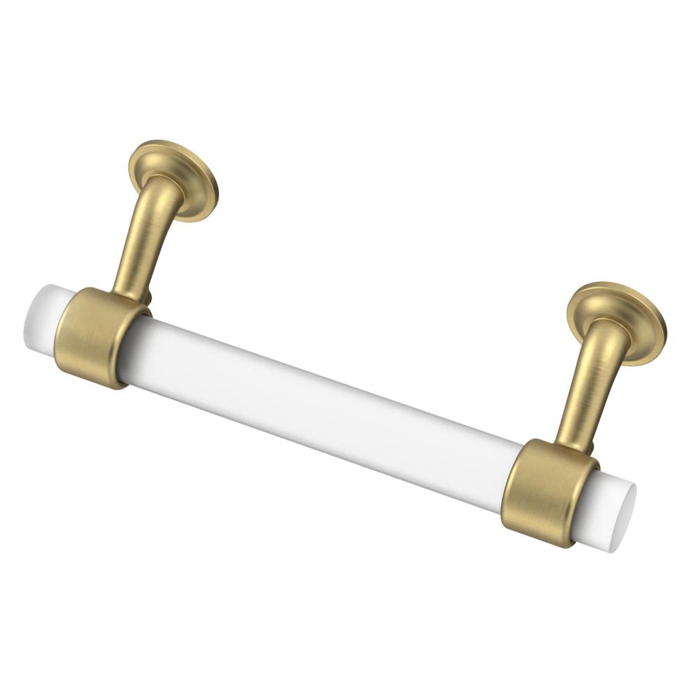 Satin Brass and Frosted Lucite "Romi" Cabinet Knob and Drawer Handles - Brass Cabinet Hardware 
