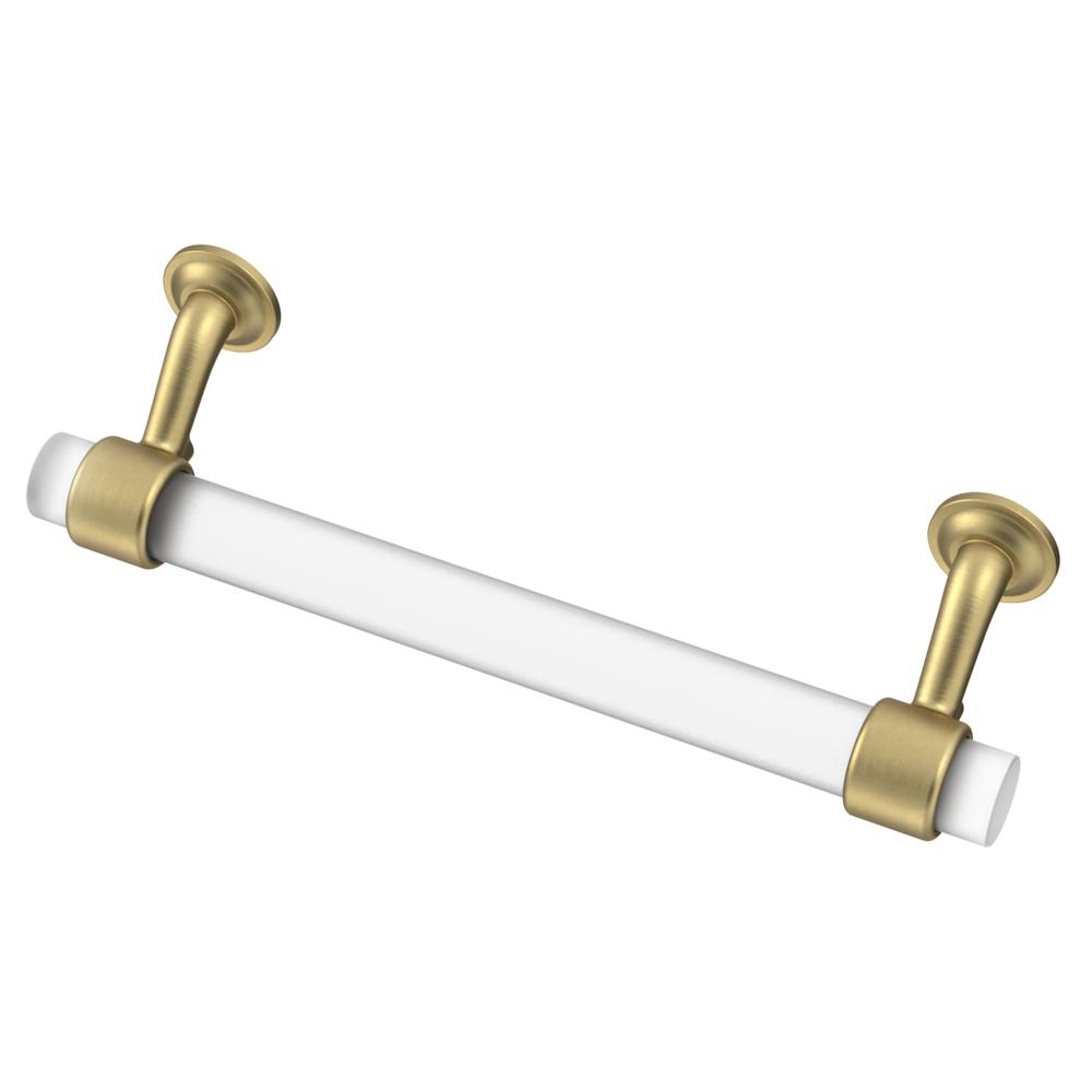 Satin Brass and Frosted Lucite "Romi" Cabinet Knob and Drawer Handles - Brass Cabinet Hardware 