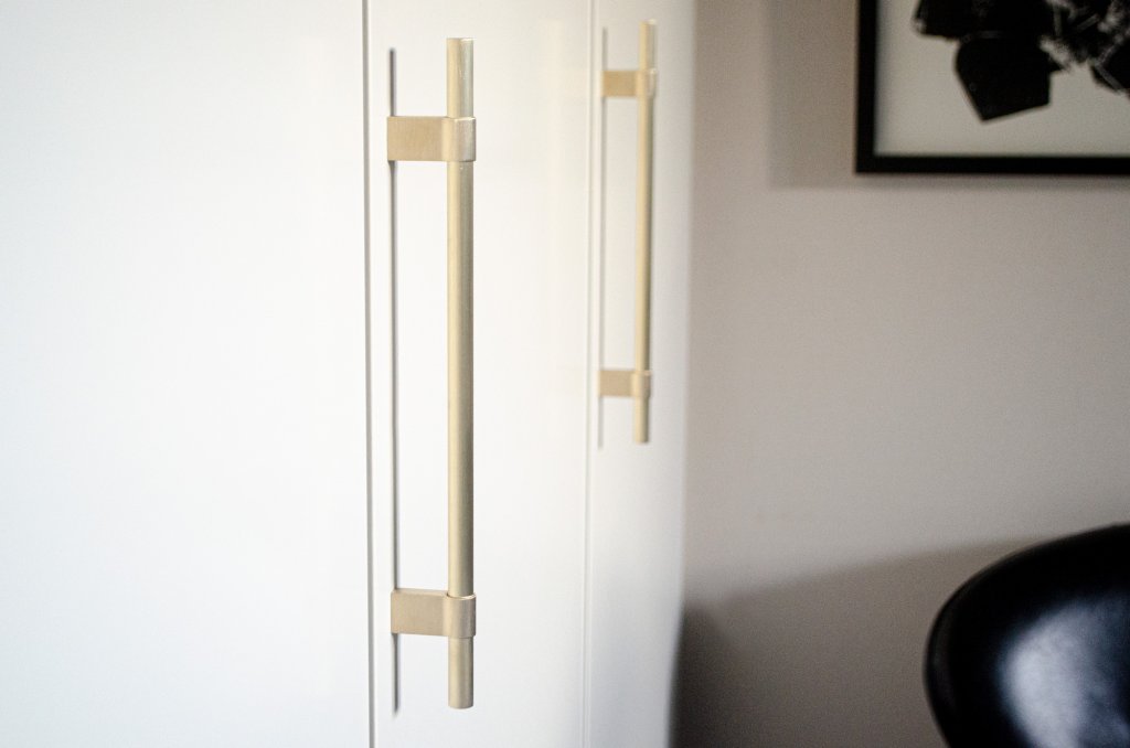 Line Brushed Brass Appliance Pulls - Forge Hardware Studio