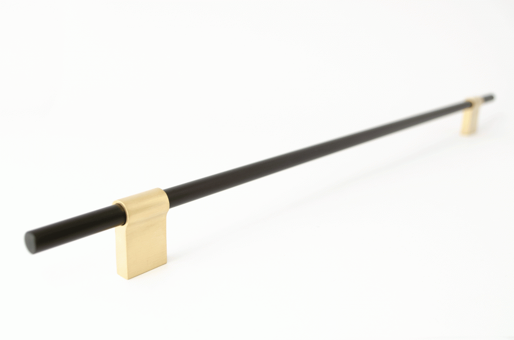 T-Bar "Line" Black and Brass Drawer Pulls Cabinet Hardware - Forge Hardware Studio