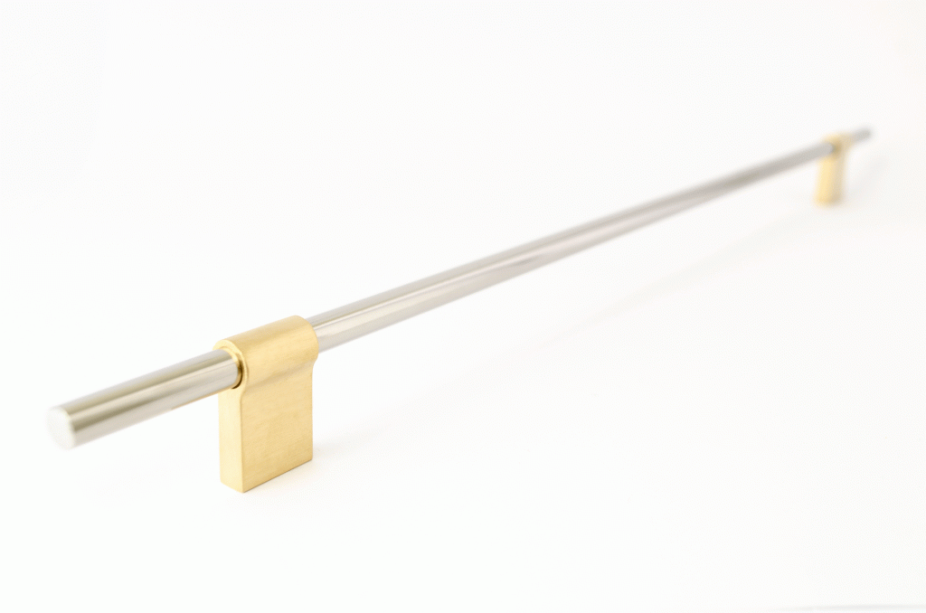 T-Bar "Line" Brushed Brass and Polished Nickel Drawer Pulls Cabinet Hardware - Forge Hardware Studio