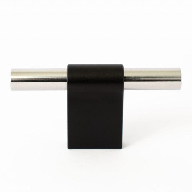 T-Bar "Line" Nickel and Black Cabinet Knob - Forge Hardware Studio