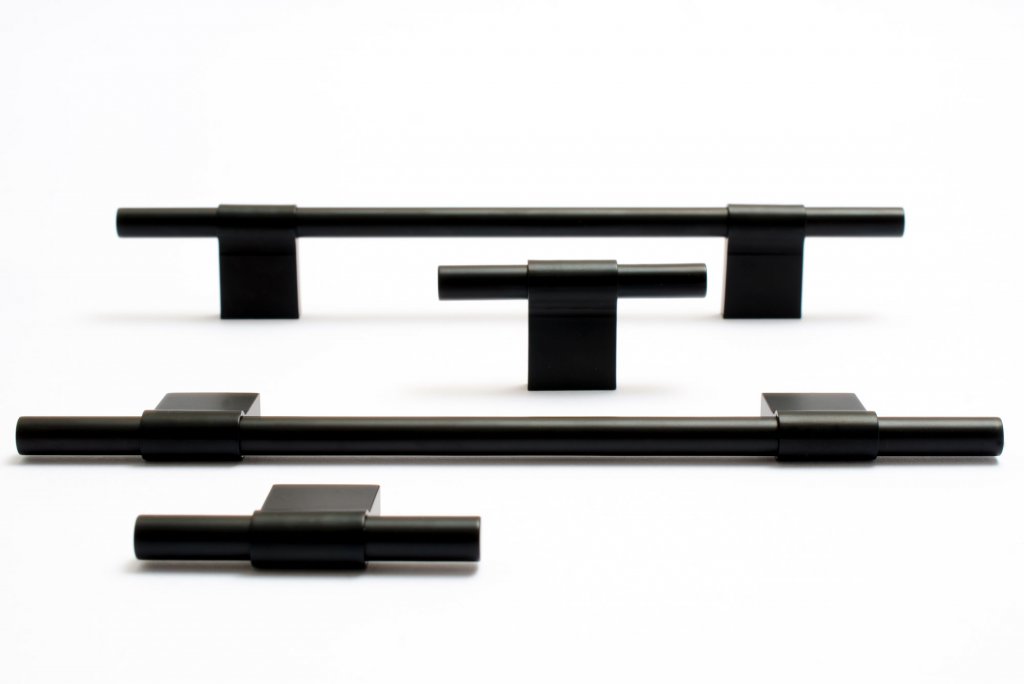 Line Matte Black Cabinet Knobs and Drawer Pulls - Brass Cabinet Hardware 
