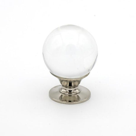 Polished Nickel and Lucite Ball Cabinet Knob - Brass Cabinet Hardware 