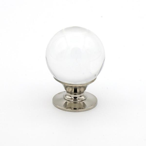 Polished Nickel and Lucite Ball Cabinet Knob - Brass Cabinet Hardware 