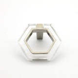 Polished Nickel and Lucite Geometric Knob - Brass Cabinet Hardware 