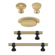 Champagne Bronze and Matte Black “Martin" Drawer Pulls and Cabinet Knob - Forge Hardware Studio
