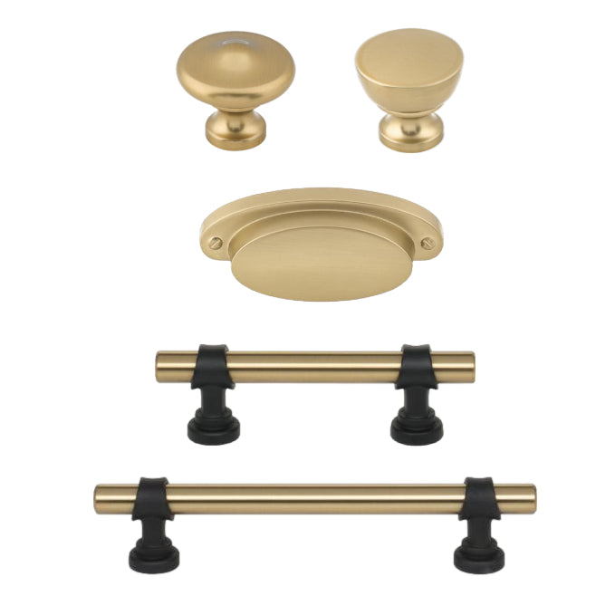 Champagne Bronze and Matte Black “Martin" Drawer Pulls and Cabinet Knob - Forge Hardware Studio