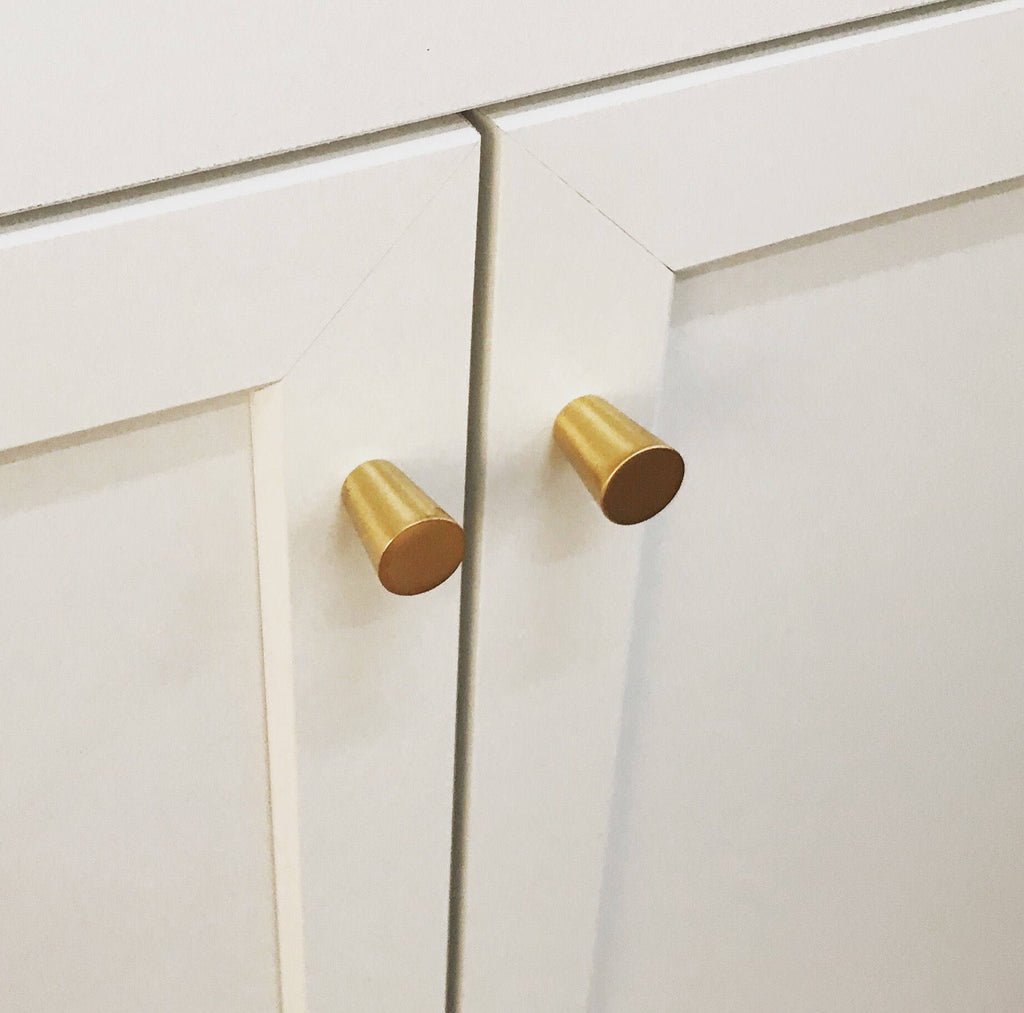Modern Brass Mid-Century "MCM” Cone Cabinet Knob - Brass Cabinet Hardware 