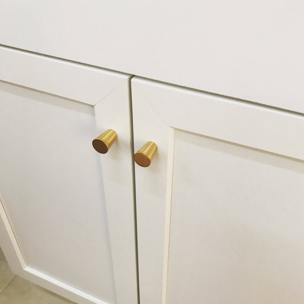 Modern Brass Mid-Century "MCM” Cone Cabinet Knob - Brass Cabinet Hardware 