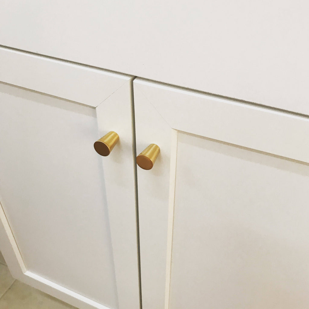 Modern Brass Mid-Century "MCM” Cone Cabinet Knob - Brass Cabinet Hardware 